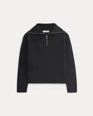Double Knit Half-Zip in Cotton Merino | Black