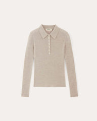 The Polo in Ultrasoft Merino | Heather Oatmeal