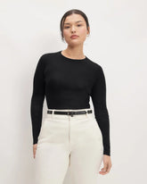 The Long-Sleeve Sweater Tee in Ultrasoft Merino | Black