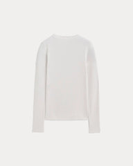 The Luxe Rib Funnel-Neck Tee | White