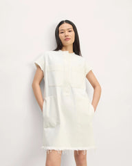 The Denim Workwear Shirtdress | Frayed Hem Bone