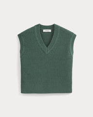 Ribbed V-Neck Vest in Everyday Cotton | Hunter Green