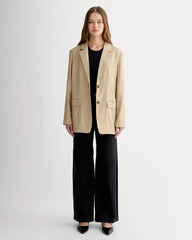 The Oversized Blazer in Stretch Linen | Trench Coat Khaki