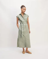 The Supima® Cotton Short-Sleeve Shirt Dress | Sage Green