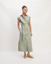 The Supima® Cotton Short-Sleeve Shirt Dress | Sage Green