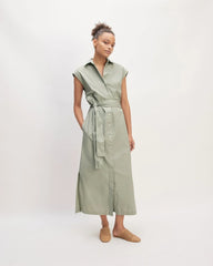 The Supima® Cotton Short-Sleeve Shirt Dress | Sage Green