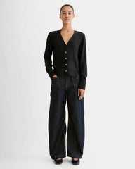 The V-Neck Blouse in Washable Silk | Black