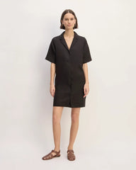 The Shirtdress in Linen | Black