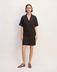 The Shirtdress in Linen | Black