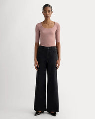 The Luxe Rib Scoop-Neck Tee | Rose Dusk