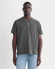 The Essential Organic Garment-Dyed Henley | Black