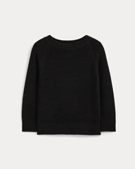 Wide-Neck Crew Sweater in Tape Yarn | Black