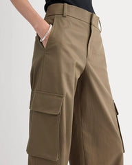 Wide-Leg Cargo Trouser in Buttersmooth | Deep Taupe