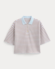 Pique Boxy Polo | Skywriting/Henna/Gardenia