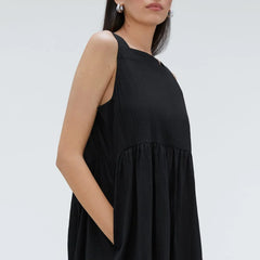 The Seersucker Midi Dress | Black