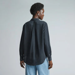 The Washable Silk Relaxed Shirt | Washed Black