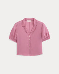 Notch Collar Shirt in Silk Georgette | Heather Rose