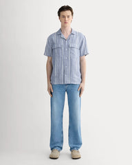 The Resort Shirt in Linen | Dutch Blue / Bone