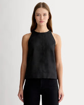 The Linen High-Neck Tank | Black