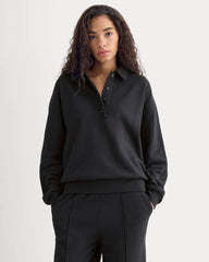 Lightweight Terry Polo Sweatshirt | Black