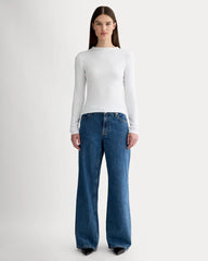 The Luxe Rib Funnel-Neck Tee | White
