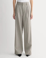 The Draper Pleated Pant in Buttersmooth | Deep Taupe Mini Gingham | 30" Inseam