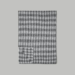 The Alpaca Patterned Scarf | Light Heather Grey / Dark Charcoal Buffalo Check