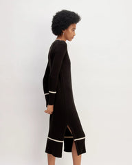 The Cotton Wide Rib Midi Dress | Black