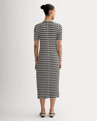 The Rib-Knit Henley Dress | Bone / Black