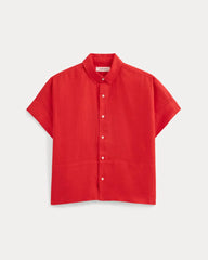 The Boxy Shirt in Linen | Fiery Red