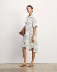 The Daytripper Dress in Linen | Bone/Navy