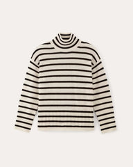 The Boxy Turtleneck in Cashmere | Bone / Black