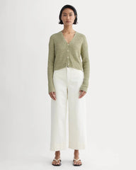 The Ribbed Cardigan in Cotton Linen | Eucalyptus
