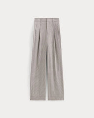 The Draper Pleated Pant in Buttersmooth | Deep Taupe Mini Gingham | 30" Inseam