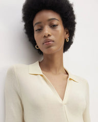The Viscose Knit Polo Midi Dress | Beige