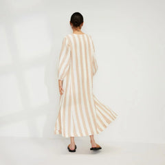 The Linen A-Line Midi Dress | Bone / Caramel