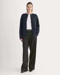 Cable Cardigan in Extrafine Luxe Merino | Navy