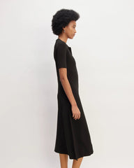 The Viscose Knit Polo Midi Dress | Black