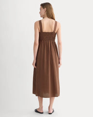 The Gauze Smock Dress | Carob Brown / Black