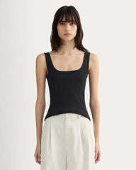 The Luxe Rib Square-Neck Tank | Black