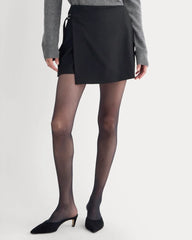 Wrap Mini Skort in Tailor Twill | Black