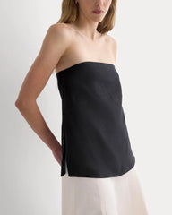 Tube Top in Stretch Linen | Black