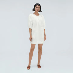 The Seersucker Puff Sleeve Dress | White