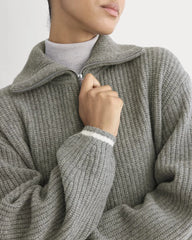 The Half-Zip Sweater in Luxe Merino | Heathered Grey