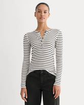 The Luxe Rib Henley | Bone / Black