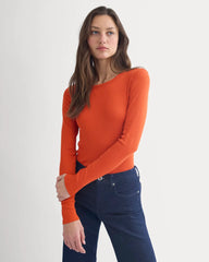 The Luxe Rib Long-Sleeve Crew | Rust
