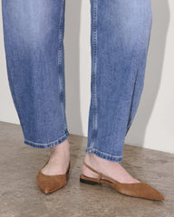 The Studio Slingback Flat | Saddle Brown Suede