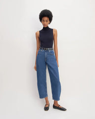 The Viscose Mock Neck Top | Navy