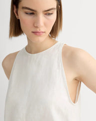 The Linen High-Neck Tank | Natural Chambray