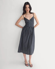 Midi Dress in Cotton Silk Voile | Black